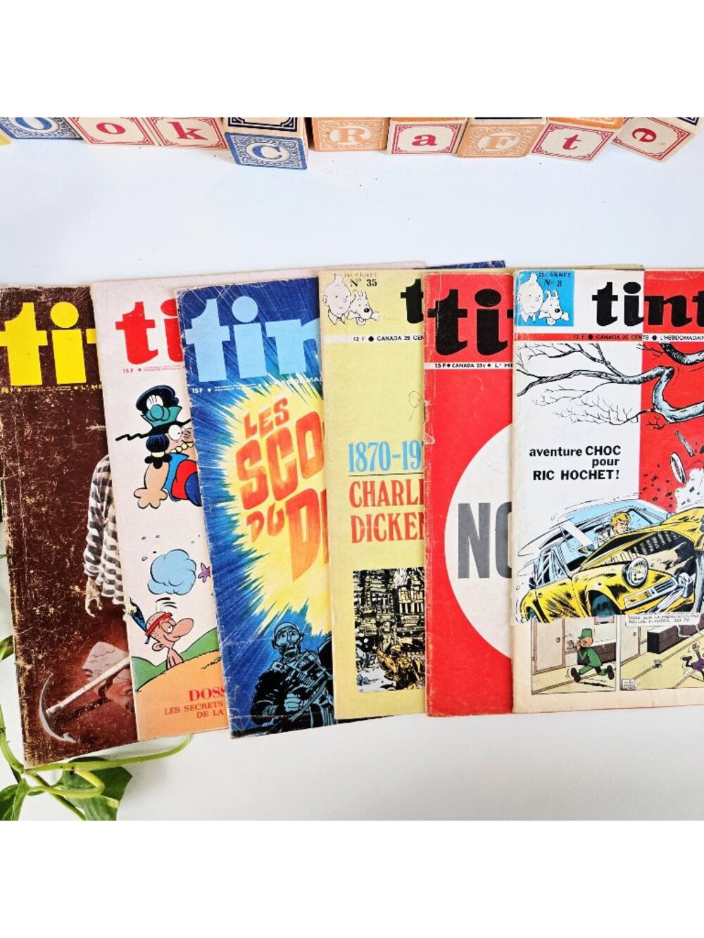 Vintage 1970s Tintin Comics Magazines Set of 6 Collectible